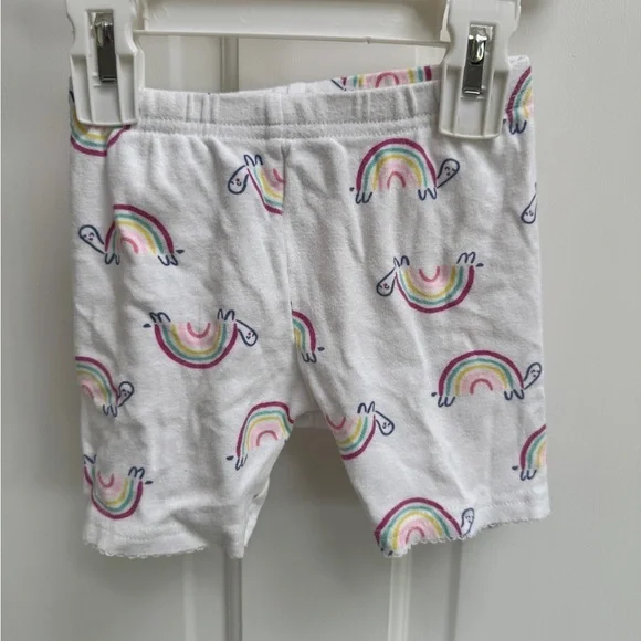 Carter's 2T Girls Toddler White Rainbow Turtle Pajama Bottoms Shorts