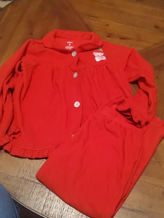 Carter's Red Girls' Button-Front Pajama Set with Applique