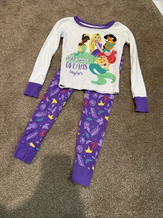 Disney Girls Purple and White Princess Pajama Set