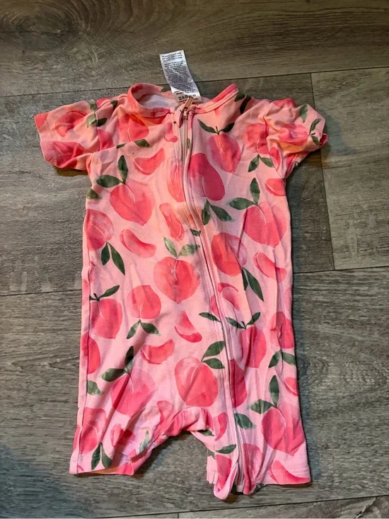 Gerber Pink Peach Print Short Sleeve Zipper Romper Pajamas