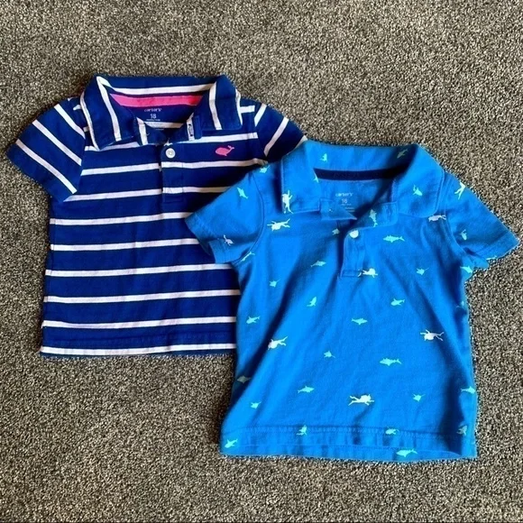 Carter's Blue Polo Tops set of 2 - 18 months