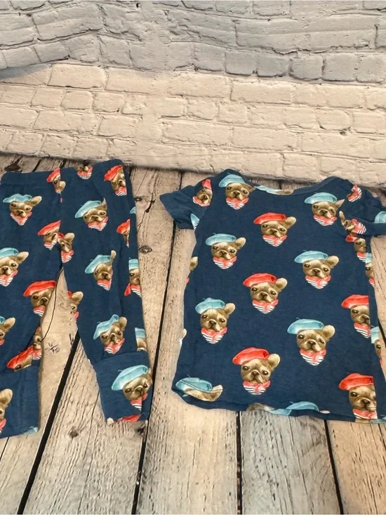 Posh Peanut Paris Dogs Bamboo Short Sleeve Pajama Set