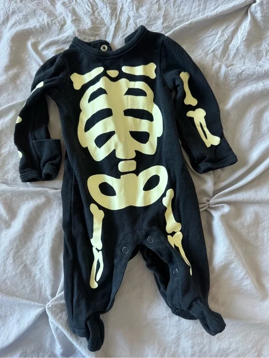 Carter's Black Footed One-Piece with Pale Glow Skeleton Print