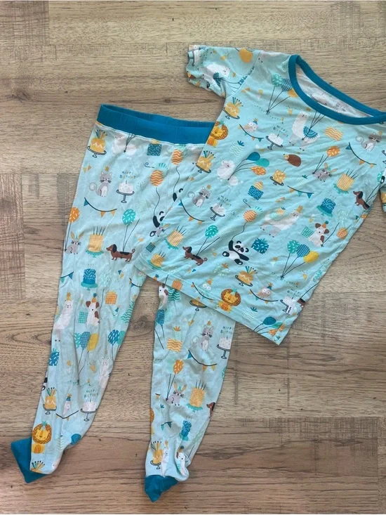 Little Sleepies Light Blue Animal Balloon Pajama Set