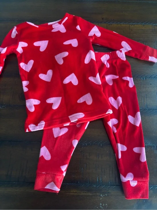 Cat & Jack Red Pajama Set with Pink Heart Print