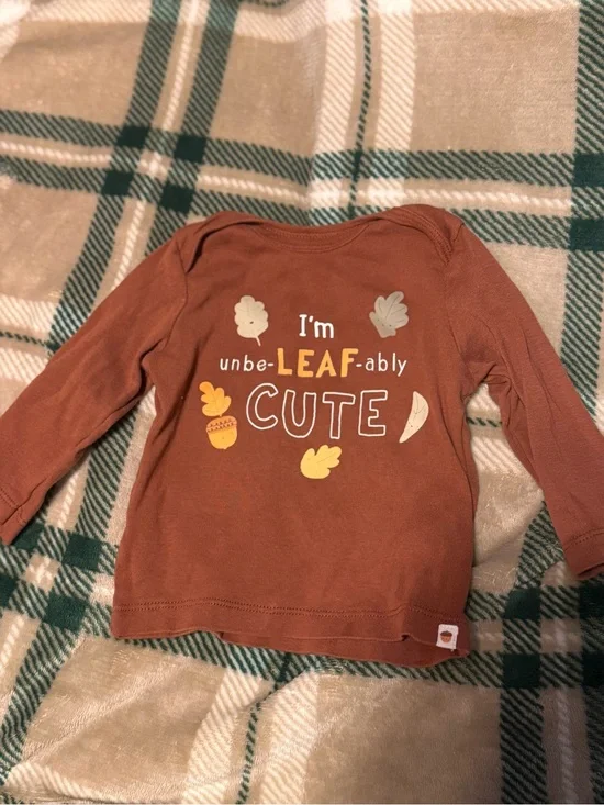 Carter's Rust Long-Sleeve Tee with Leaf Graphics
