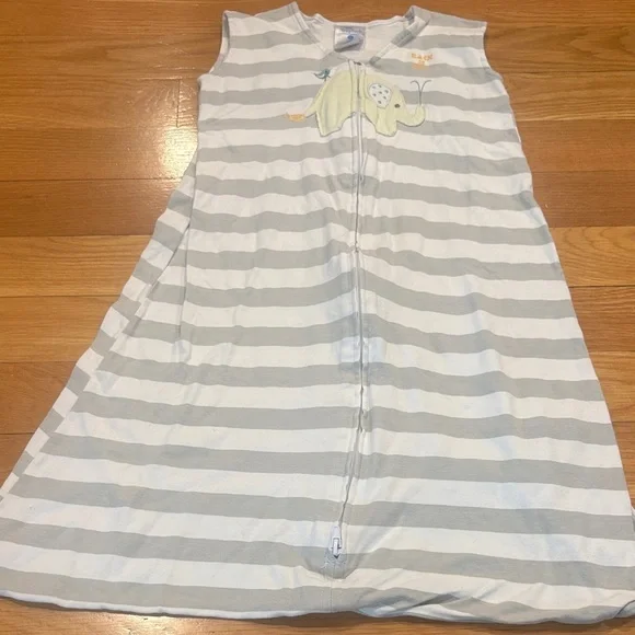 Halo Gray and White Striped Sleep Sack with Elephant