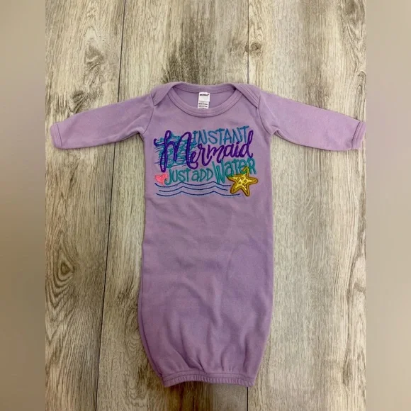 0-3 Month Girl Mermaid Open Bottom Sleeper Gown