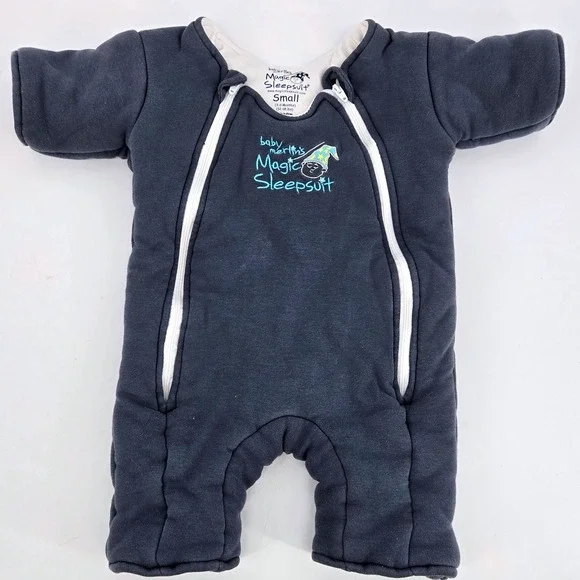 Baby Merlin's Magic Sleepsuit Small 3-6 Months Blue Cotton Swaddle Transition