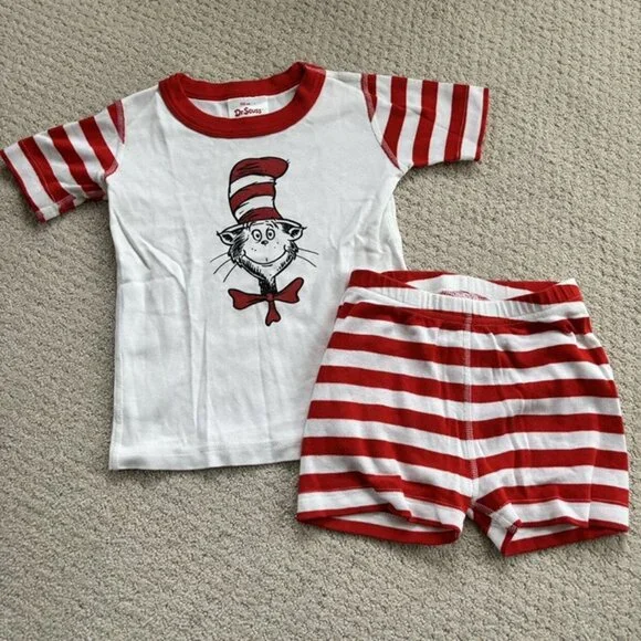 Hanna Andersson Red Dr Seuss Cat In The Hat Short John Pajamas