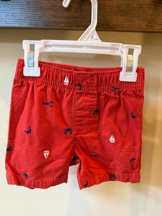 Carter's Baby Boys Red Nautical Beach Shorts Size 12 Months