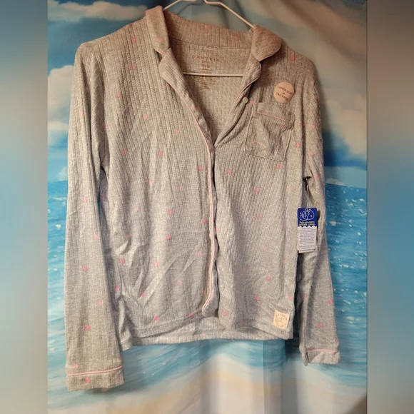 Danskin‎ Girls NWT Heart Pajama Top Girls Size 10/12