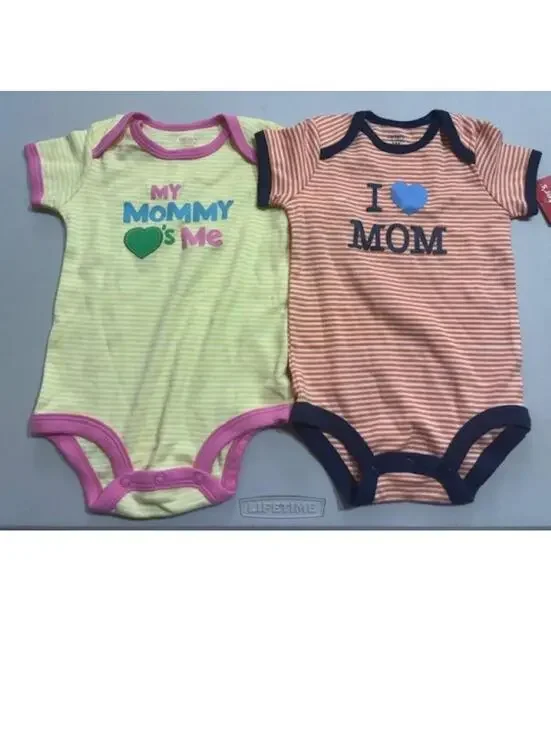 Girls Bodysuits 2 Pc Set 6 Months I Love Mom & Mommy Loves Me Short Sleeve