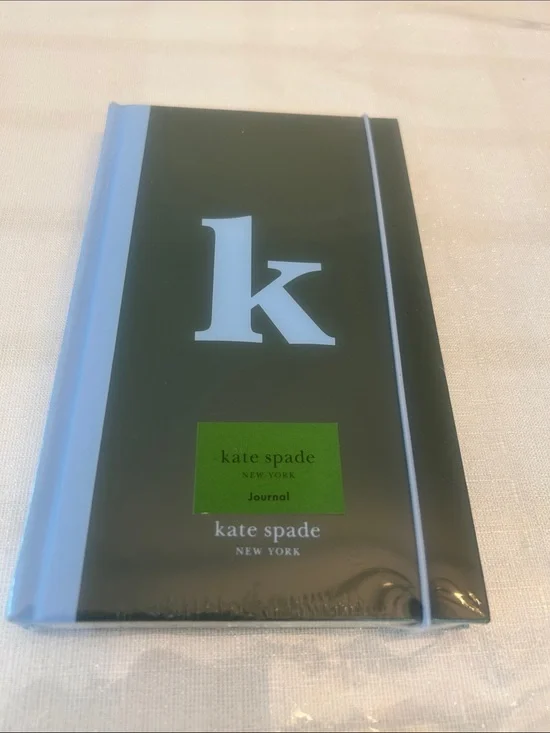 kate spade Black Journal with Light Blue Spine and White Monogram