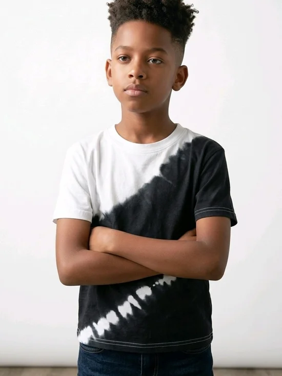 NWT Boys Black and White Tie Dye Short Sleeve Tee ~XXS 4/5