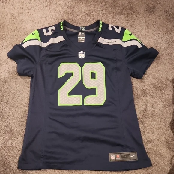 Nike Seahawks Blue and Green NFL Jersey