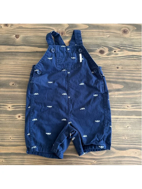 Carter’s Baby Overalls 18M Blue Car Print Cotton Little Guy Romper