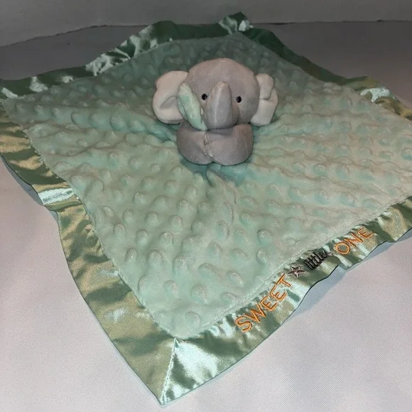 Carter's‎ Elephant Lovey Security Blanket Sweet Little One Minky Satin Trim