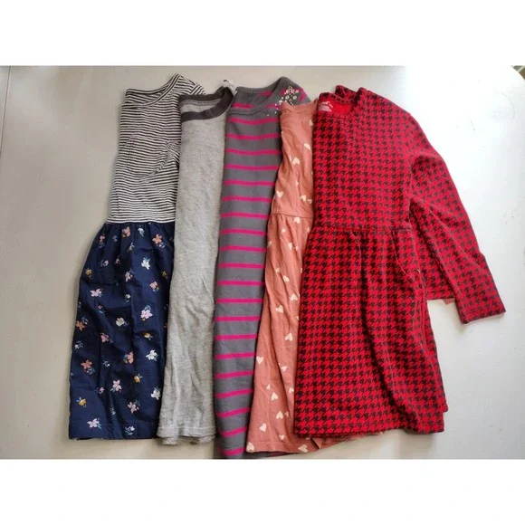 Lot 5 Girls Long Sleeve‎ Dresses Size 5T Floral Heart