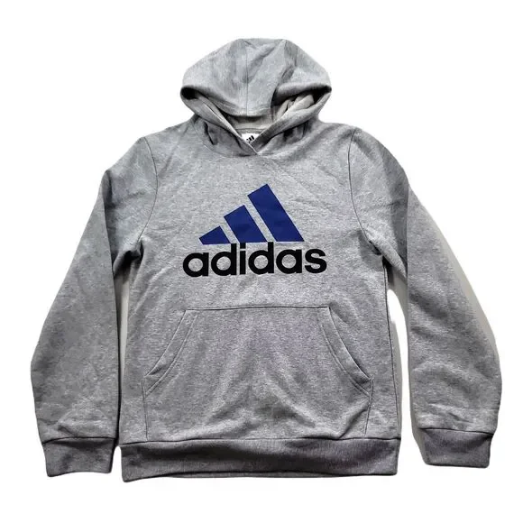 Adidas Essential Pullover Hoodie Boys XL 18 20 Grey‎ Heather Slim Fit