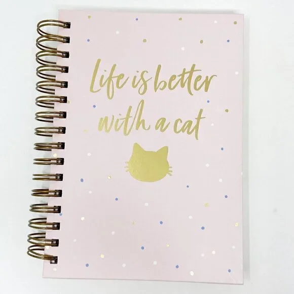 LADY JAYNE | Life is better with a Cat Spiral Bound Journal Pink