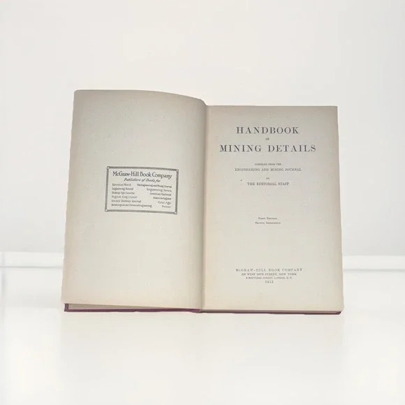 Handbook of Mining Details‎ 1912 McGraw-Hill 1st Ed 2nd Impression Antique Book