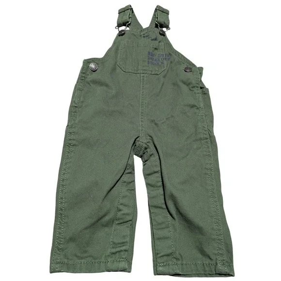 Carters‎ Baby Boy Olive Green Dinosaur Canvas Bib Overalls 6 Months