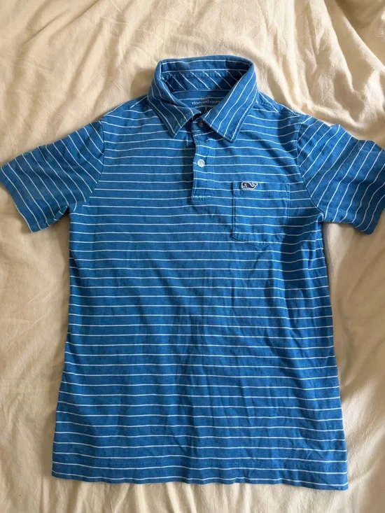 Vineyard Vines Kids Blue & White Striped Polo Shirt