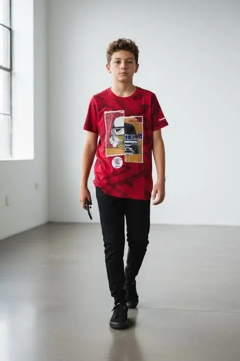 Star Wars Boys' Graphic Print Crewneck T-Shirt Short Sleeve Red Size 13-14 NWOT