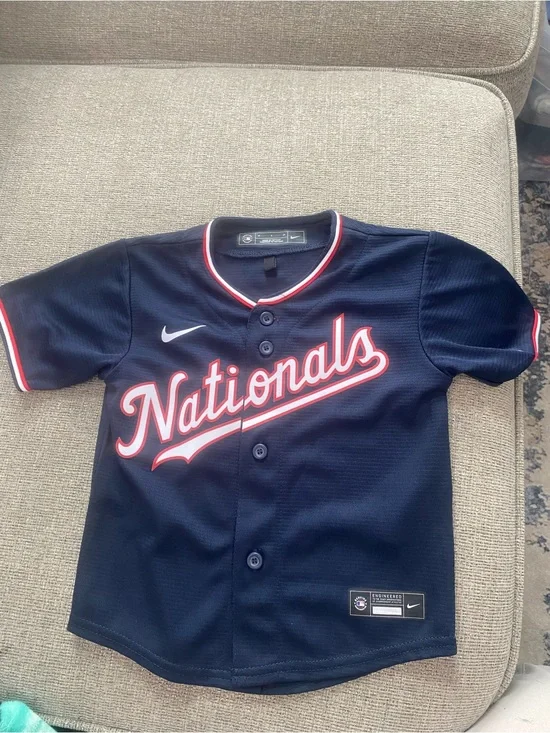 Nike Kids' Washington Nationals Navy Button-Up Jersey