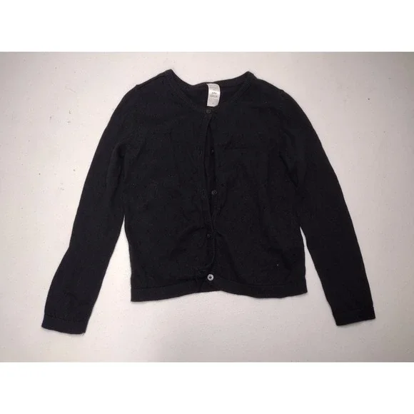 Carters Kid Girls black Pointelle Knit Button Front Cardigan Sweater 6/6x