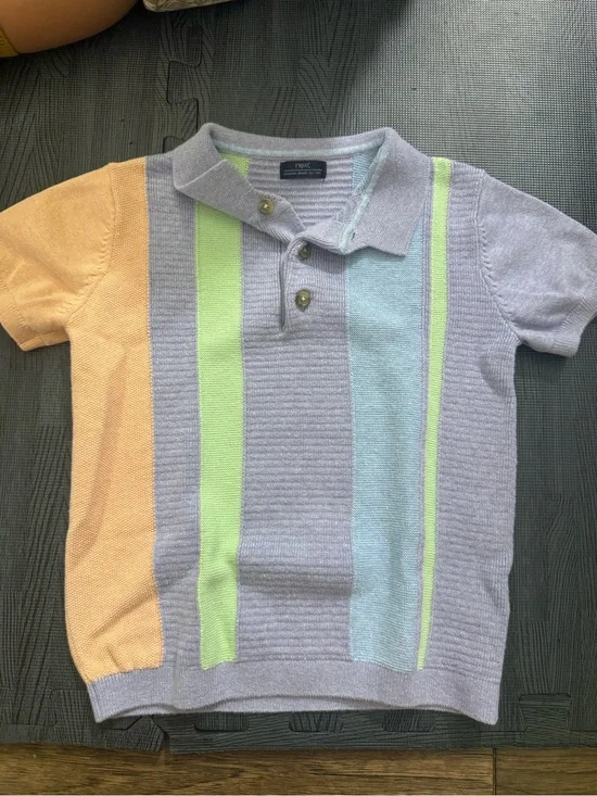 Next toddler multicolor knit polo short sleeve shirt