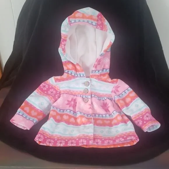 Adorable Carter's Infant Fleece Hooded Top Snowflake Design Sz 3 Mos