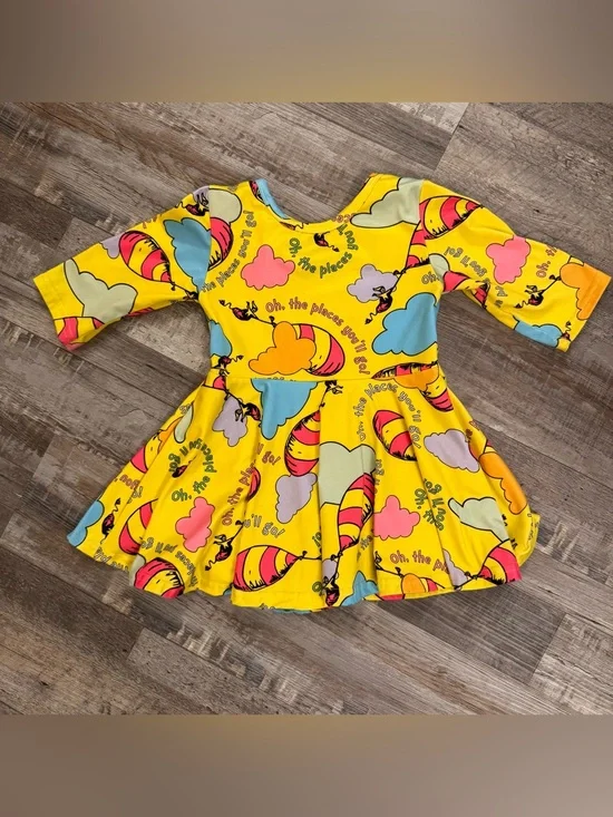 A bee bug boutique Oh the places you will go dr Seuss inspired peplum size 4T