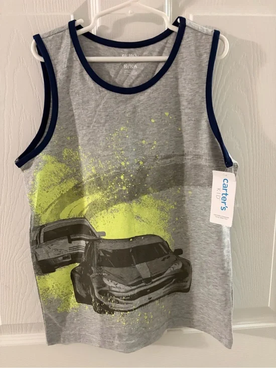 Carter's Grey Tank with Navy Trim