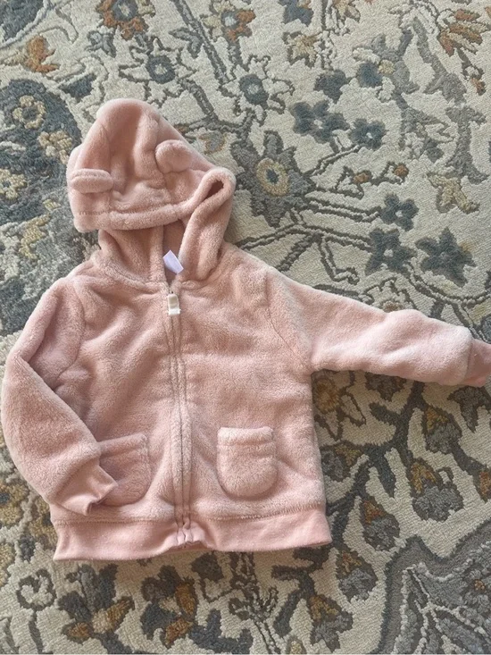 Carter's Soft Pink Plush Zip-Up Hoodie with Bear Ears