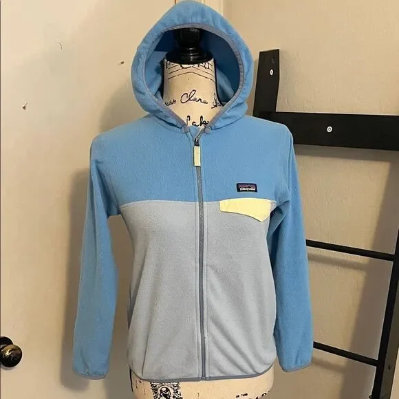 Patagonia Girls Blue Multicolor Zip Up Hoodie Sweatshirt Gorpcore Outdoor