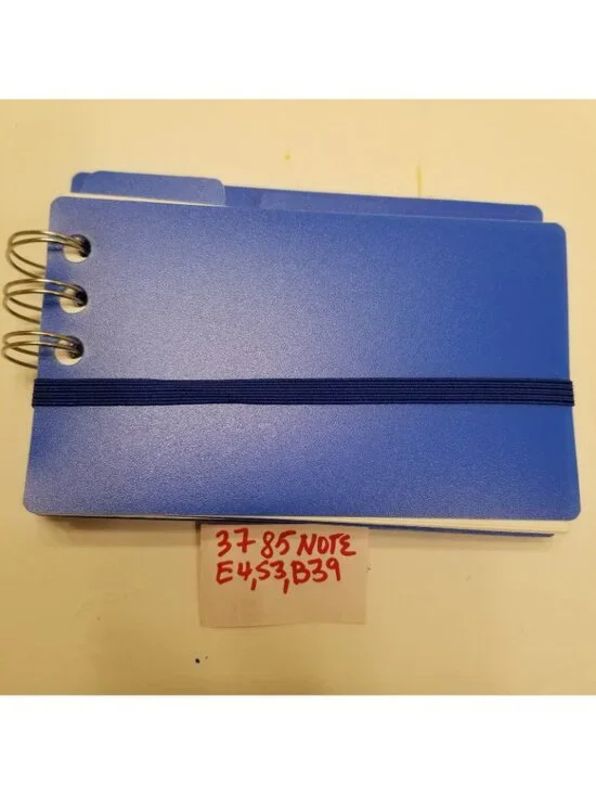 Blue Poly Pocket Spiral Bound Index Card Flashcard Notebook w/ 3 Dividers Tabs