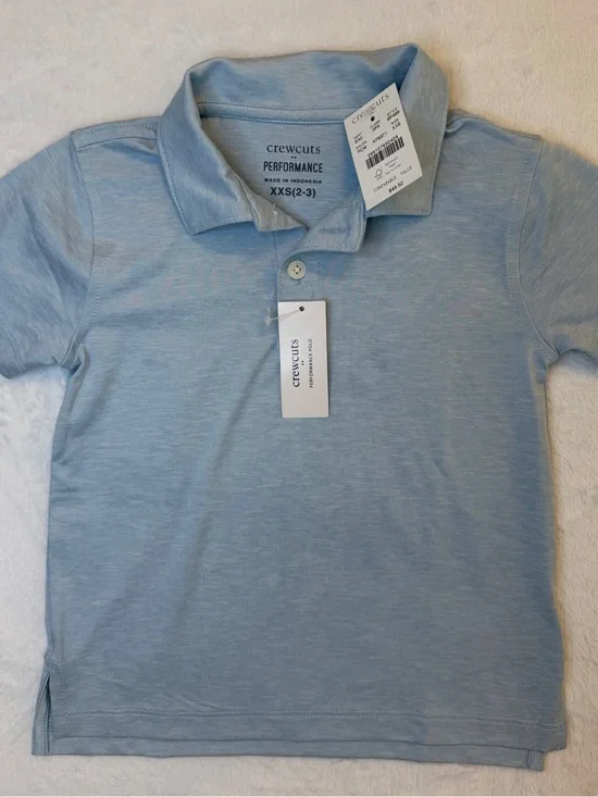 ✨NWT✨ Crewcuts Boys' Light Blue Performance Polo XXS(2-3)