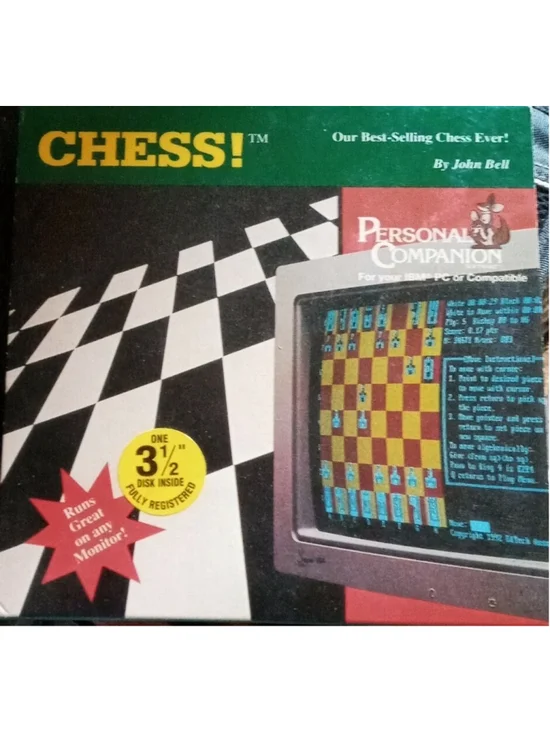 Vintage CHESS! computer game 1992 MS-DOS IBM 3.5
