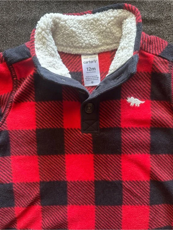 Carter's Red and Black Buffalo Plaid Sherpa-Lined Pullover