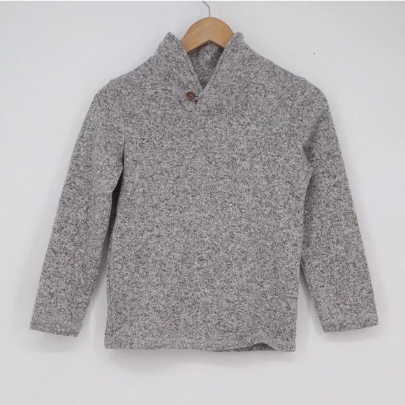 Jumping Beans Boys Size 8 Grey Fleece Shawl Collar Button Pullover Sweater