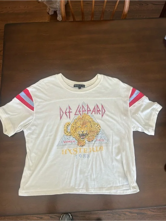 Def Leppard Hysteria 1988 Kids Graphic Tee - White with Red Accents