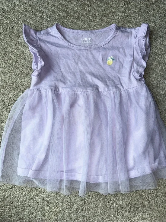 Carter's Light Purple Tulle Flutter Sleeve Dress Top
