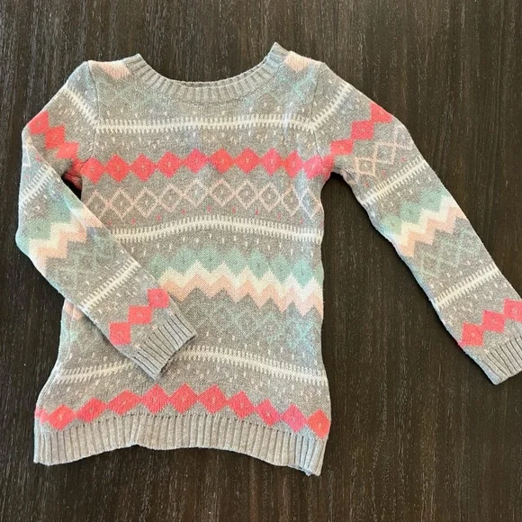 Carter's Girls Grey With Pattern Knit Sweater 5
