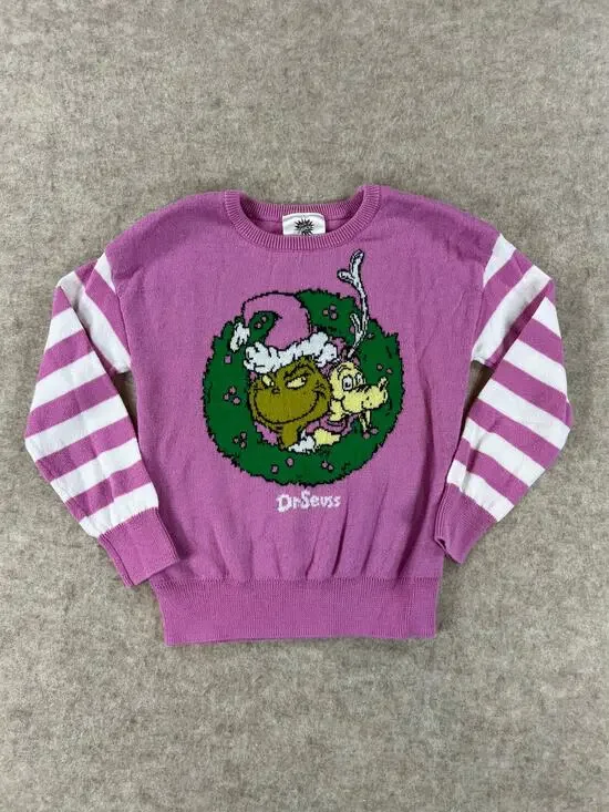Dr Seuss Pink Grinch Sweater Christmas Wreath Max Toddler Girls Size 4T