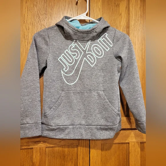 Girls Nike Dri-fit Gray And Teal Hoodie   Size Small 7/8