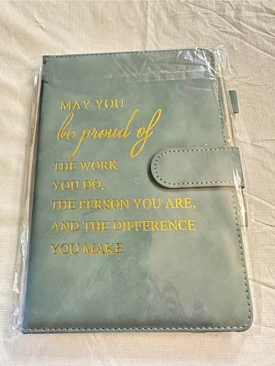 💜Inspirational Mint Journal with Gold Script