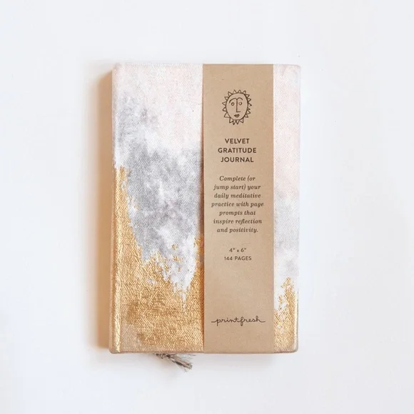 Print Fresh Gratitude Journal Velvet Tie Dye & Gold Hardcover 4