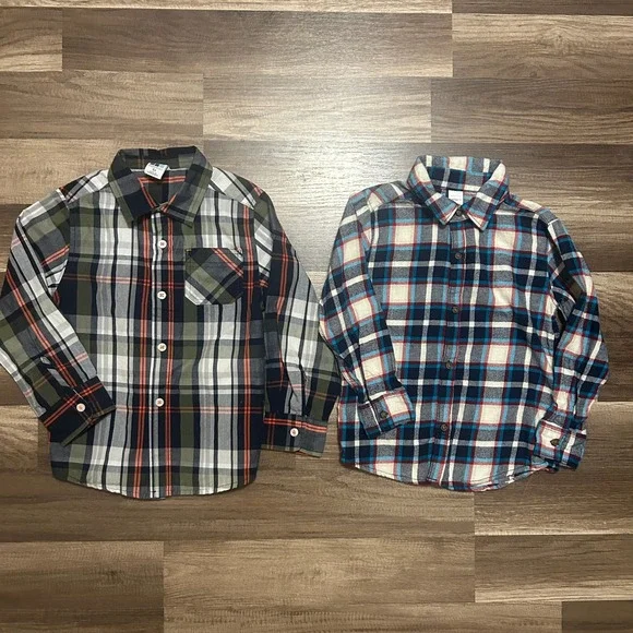 Healthtex Carter's Plaid Button Down Shirts Boys 5T Multicolor Cabincore Preppy